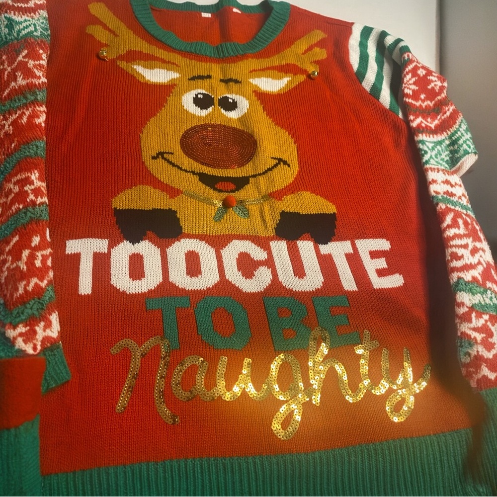 Holiday Reindeer Sweater Women's Sz 2XL XXL Red Green Christmas Ugly Party